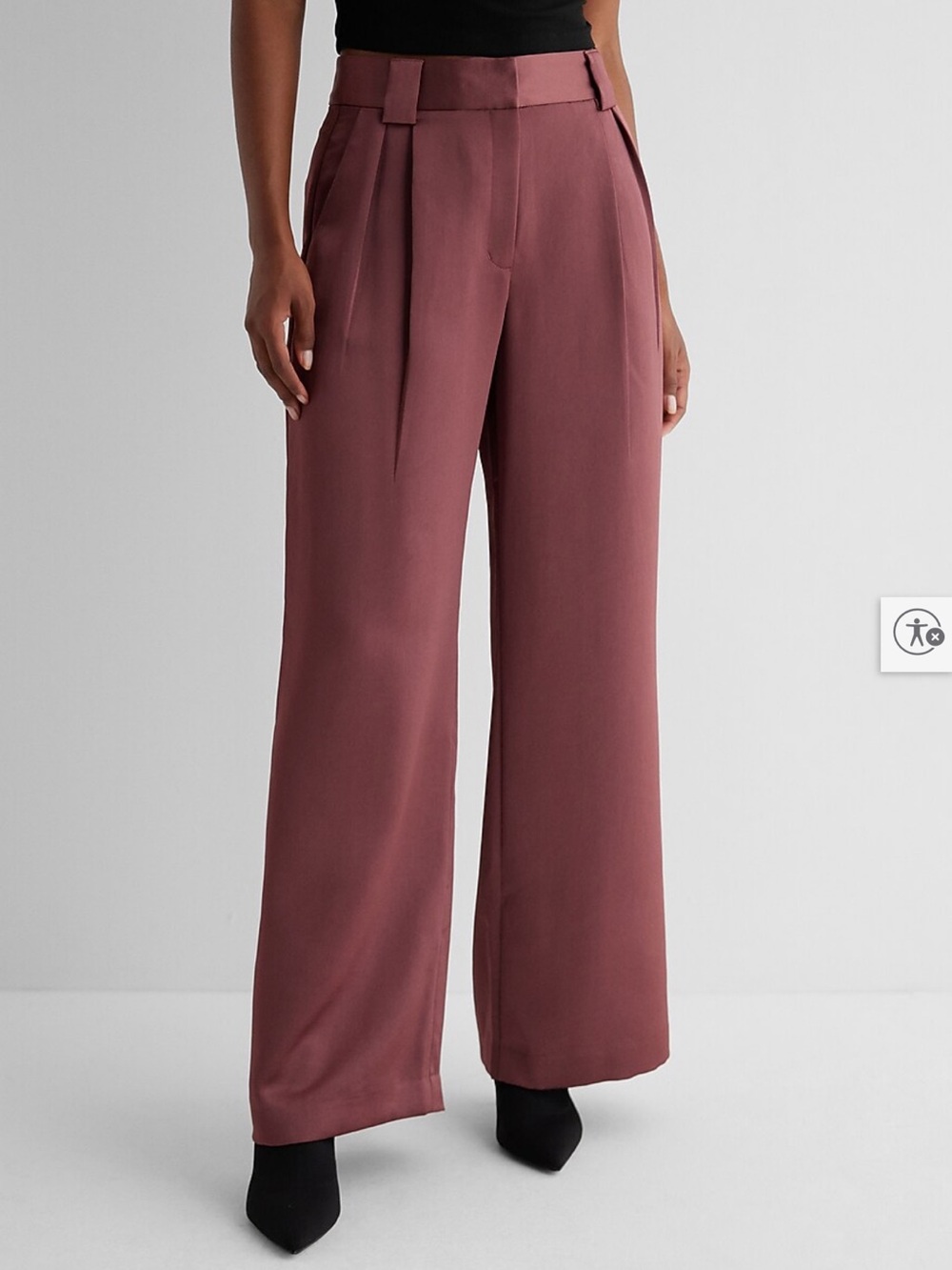 Express Stylist High Waisted Satin Pleated Wide Leg Pant Cargo Pockets Sz: 4 NWT